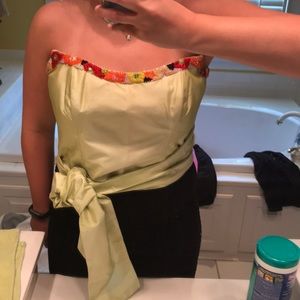 Strapless silk wrap top